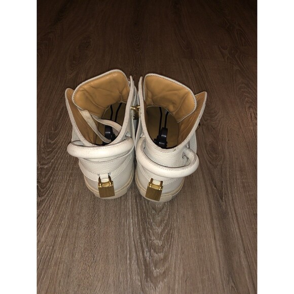 Men’s Buscemi 100MM White Hightop Sneaker #1007SP14 Designer Gold Detail (45) - Picture 4 of 4